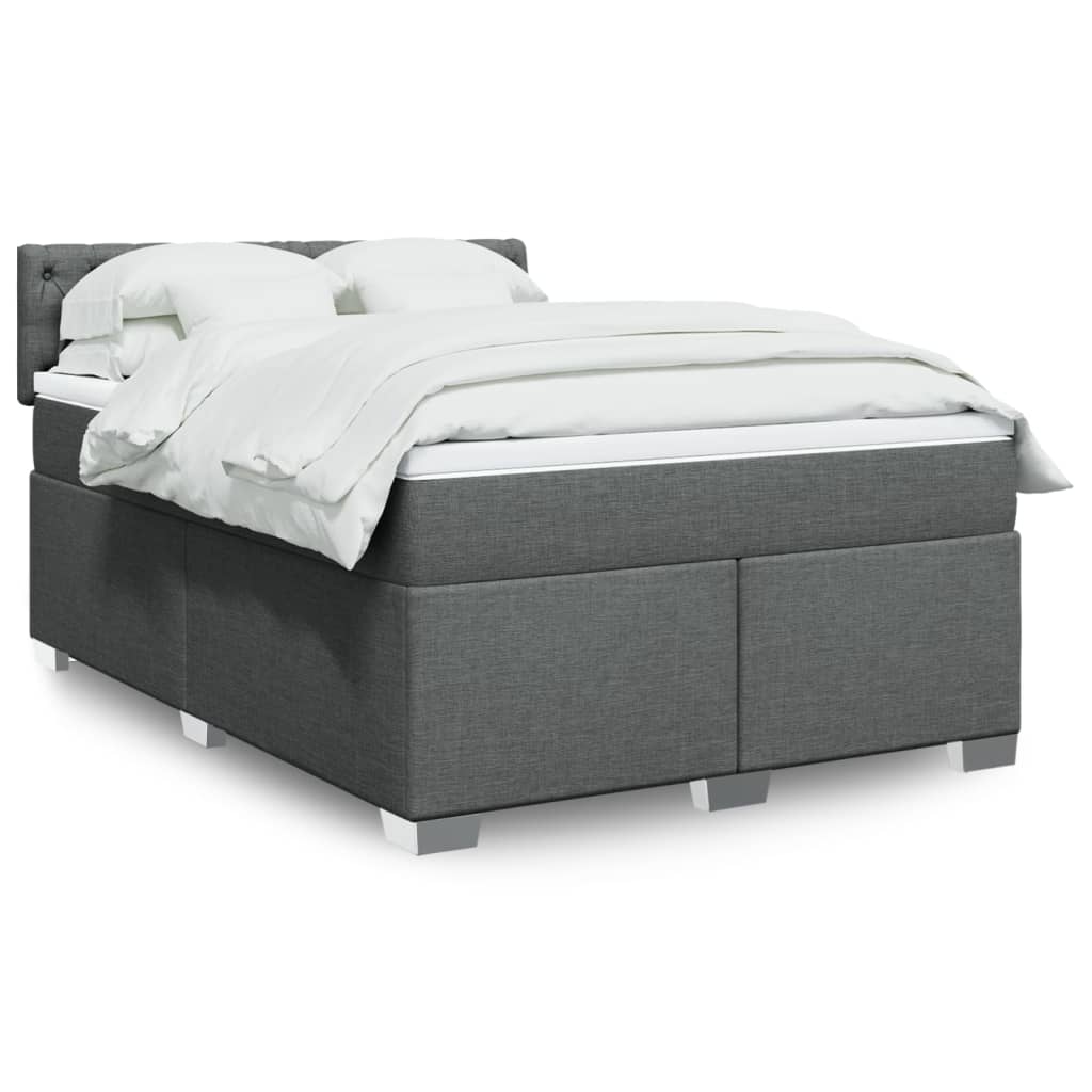 Box Spring Postel S Matrací Textil Tmavě Šedá