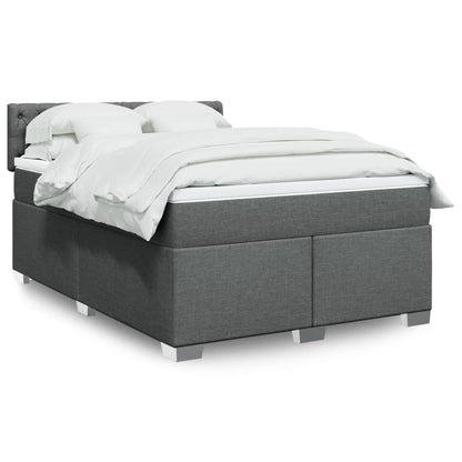 Box Spring Postel S Matrací Textil Tmavě Šedá