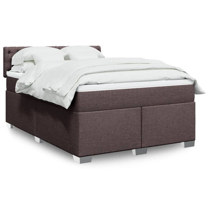 Box Spring Postel S Matrací Textil Tmavě Hnědá