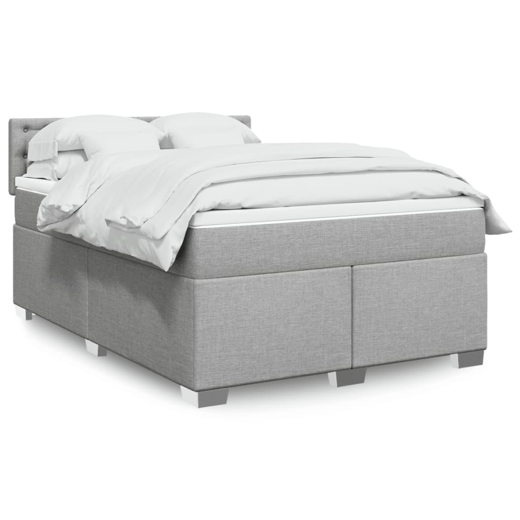 Box Spring Postel S Matrací Textil Světle Šedá