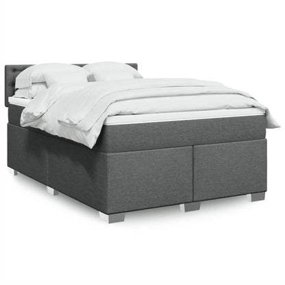 Box Spring Postel S Matrací Textil Tmavě Šedá