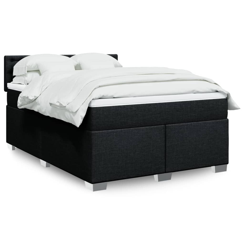 Box Spring Postel S Matrací Černá Textil Černá