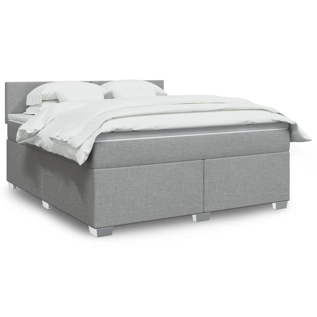 Box Spring Postel S Matrací Textil Světle Šedá