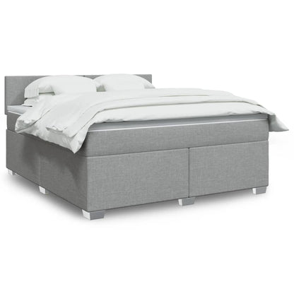 Box Spring Postel S Matrací Textil Světle Šedá