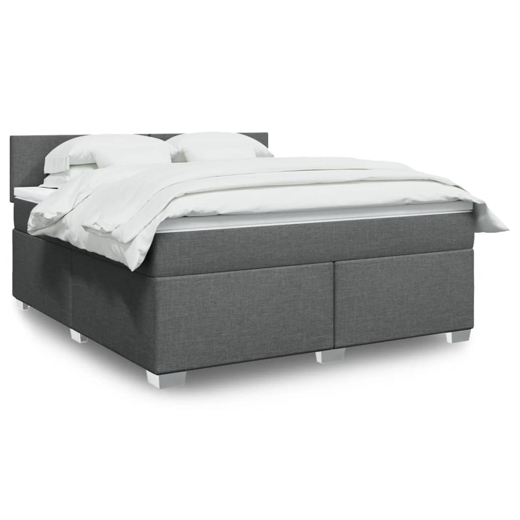 Box Spring Postel S Matrací Textil Tmavě Šedá