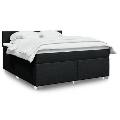 Box Spring Postel S Matrací Černá Textil Černá