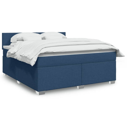 Box Spring Postel S Matrací Textil Modrá