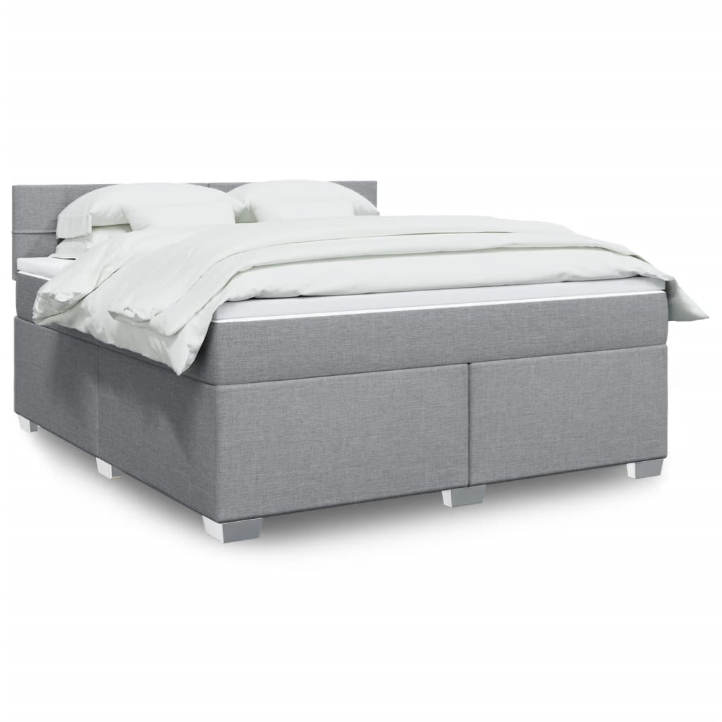 Box Spring Postel S Matrací Textil Světle Šedá
