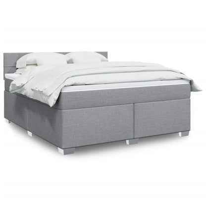 Box Spring Postel S Matrací Textil Světle Šedá