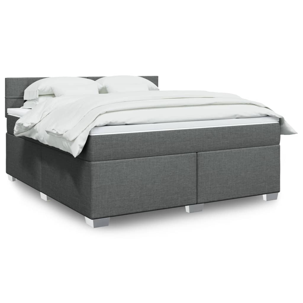 Box Spring Postel S Matrací Textil Tmavě Šedá