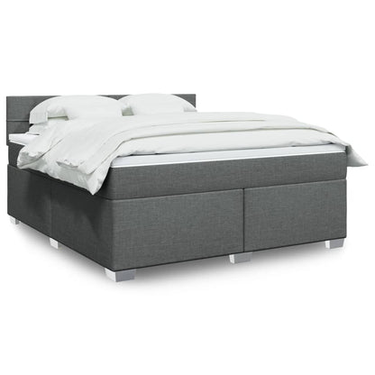 Box Spring Postel S Matrací Textil Tmavě Šedá