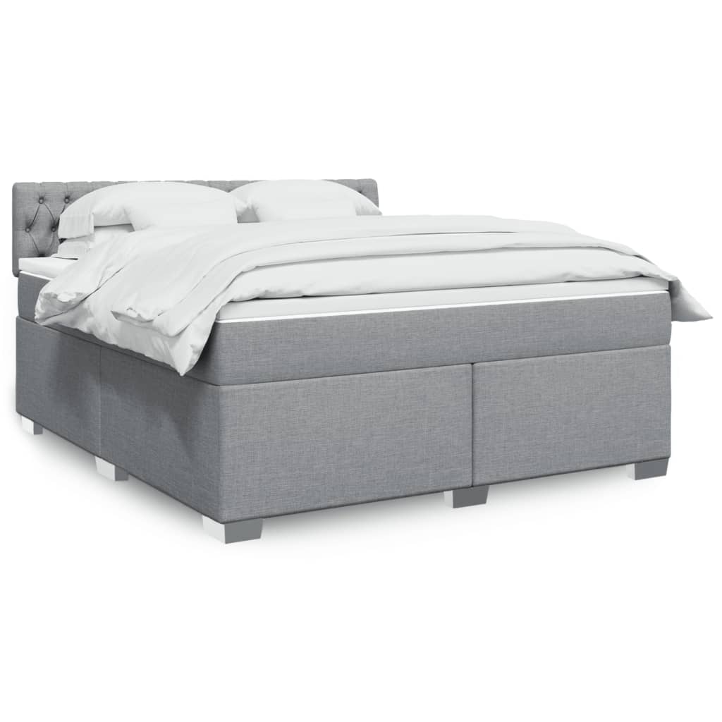 Box Spring Postel S Matrací Textil Světle Šedá