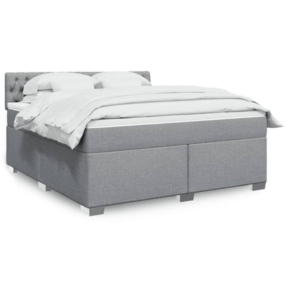 Box Spring Postel S Matrací Textil Světle Šedá