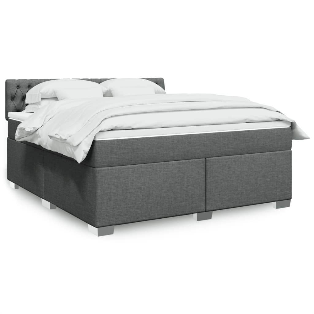 Box Spring Postel S Matrací Textil Tmavě Šedá