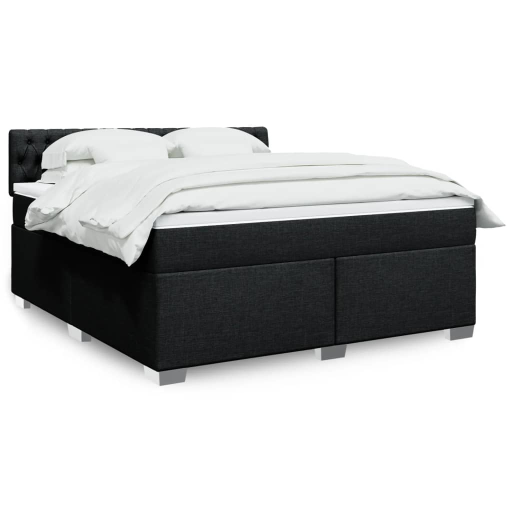 Box Spring Postel S Matrací Černá Textil Černá