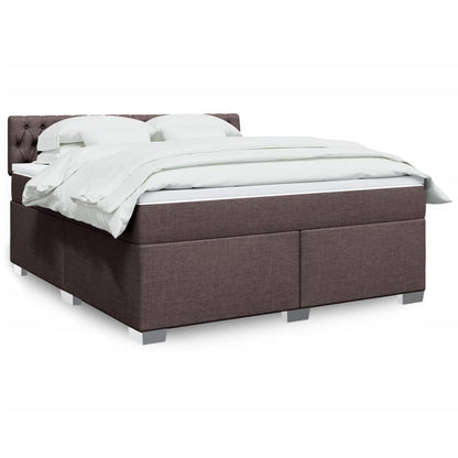 Box Spring Postel S Matrací Textil Tmavě Hnědá