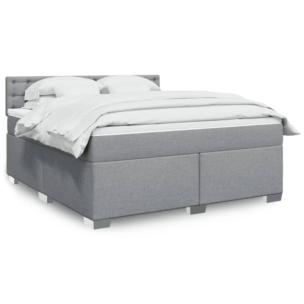 Box Spring Postel S Matrací Textil Světle Šedá