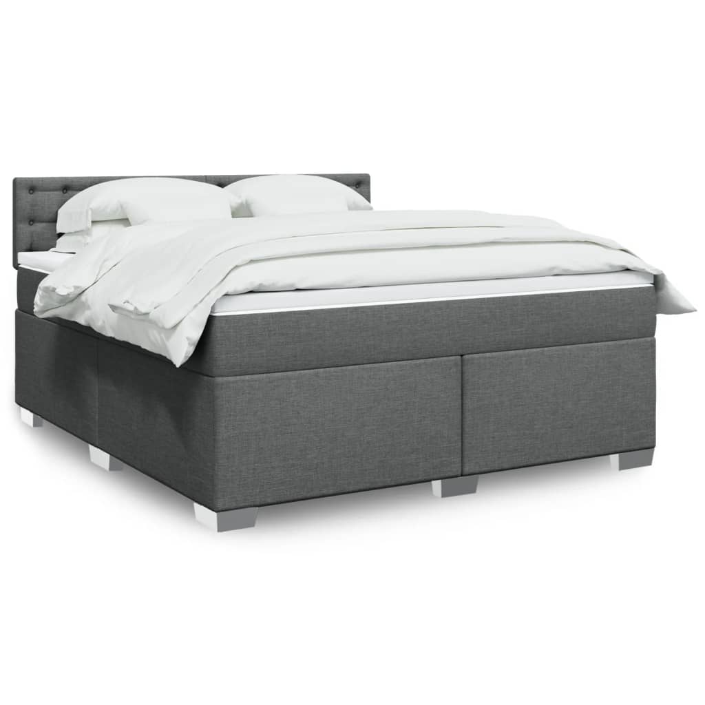 Box Spring Postel S Matrací Textil Tmavě Šedá