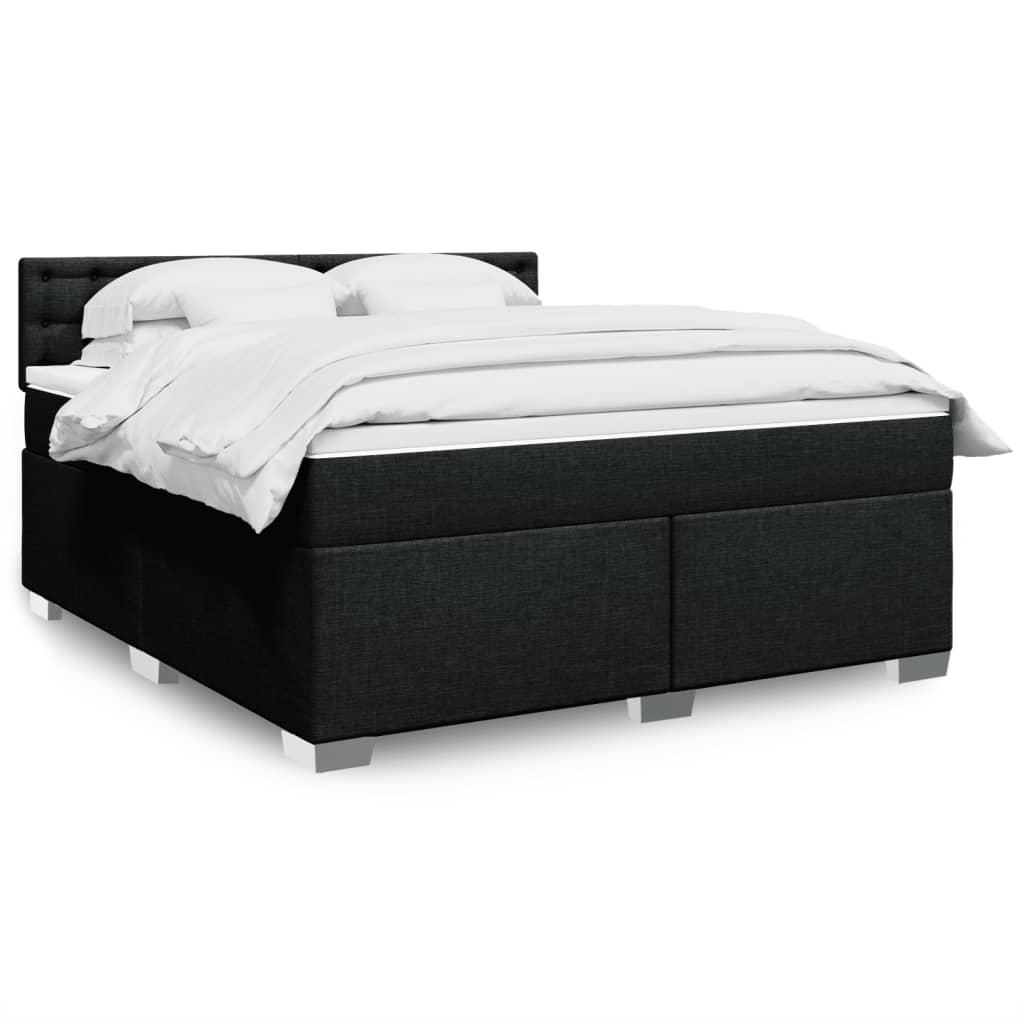 Box Spring Postel S Matrací Černá Textil Černá