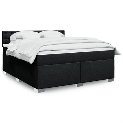 Box Spring Postel S Matrací Černá Textil Černá