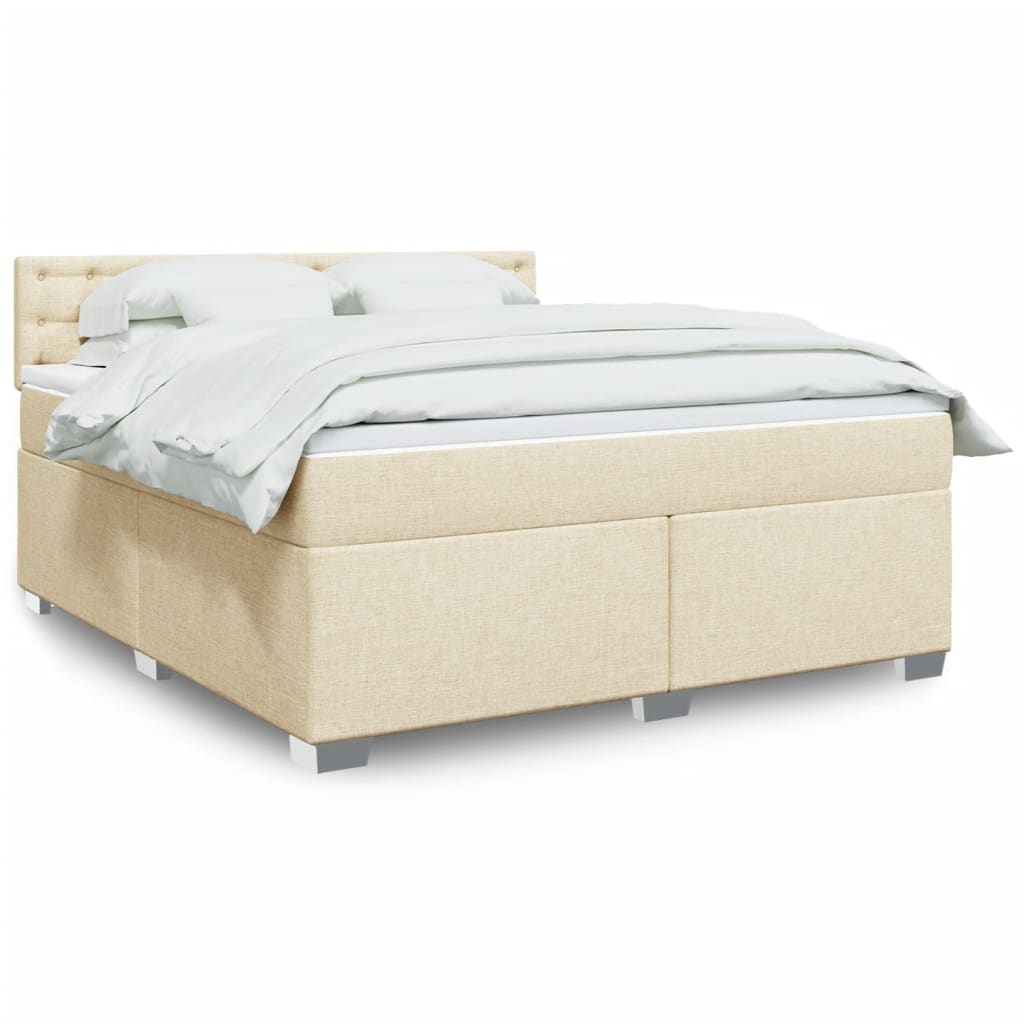 Box Spring Postel S Matrací Textil Krémová