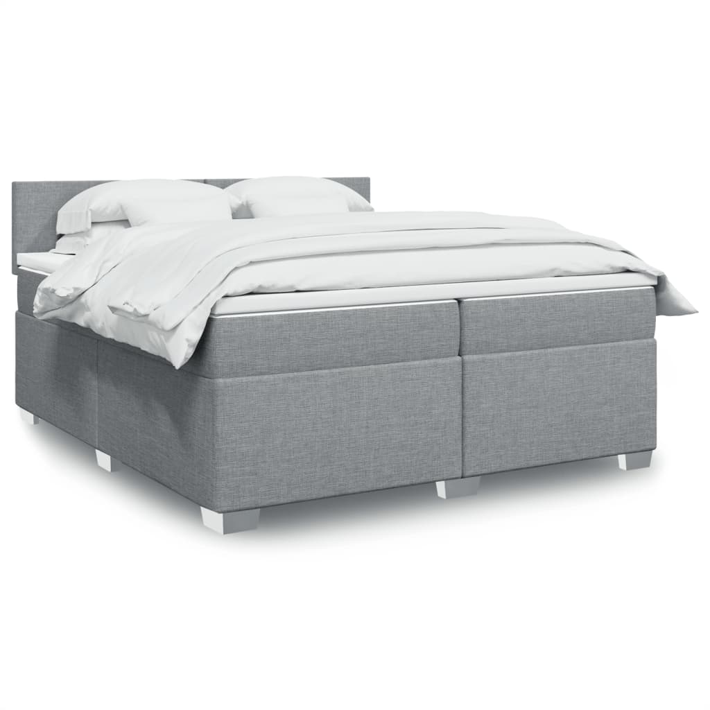 Box Spring Postel S Matrací Textil Světle Šedá