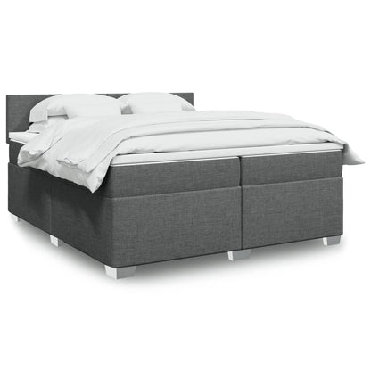 Box Spring Postel S Matrací Textil Tmavě Šedá