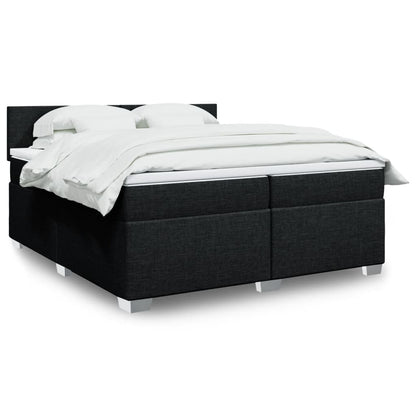 Box Spring Postel S Matrací Černá Textil Černá