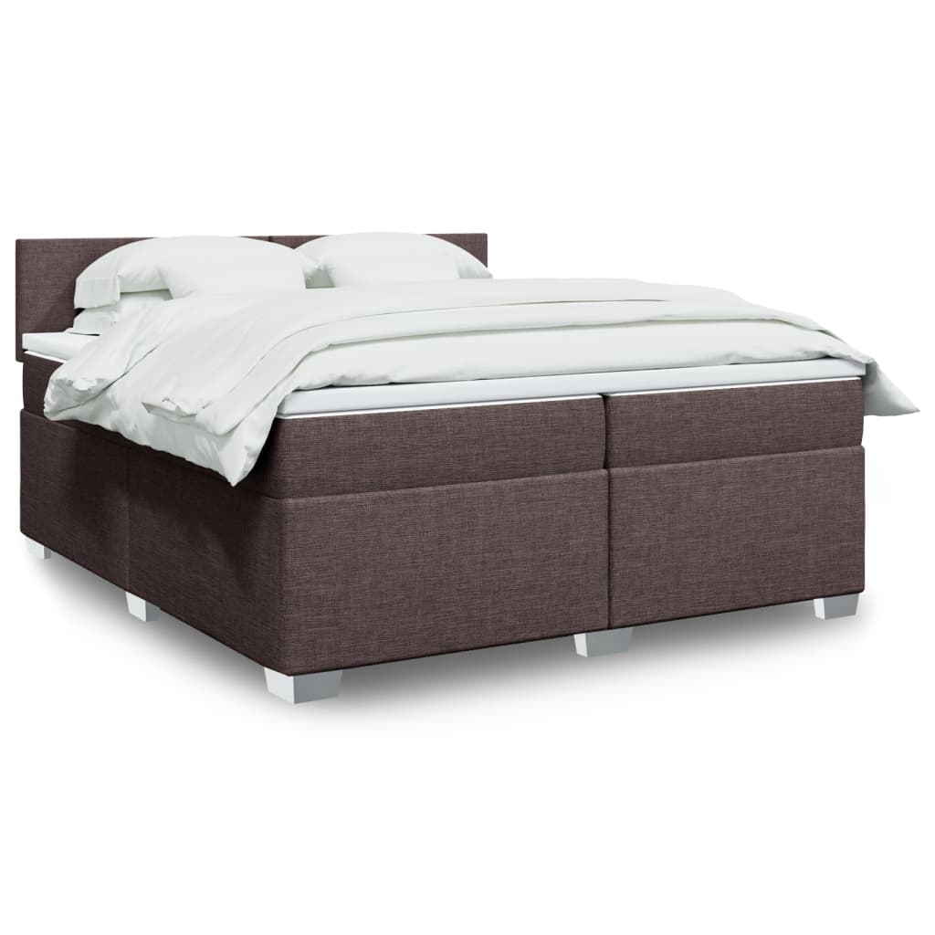 Box Spring Postel S Matrací Textil Tmavě Hnědá