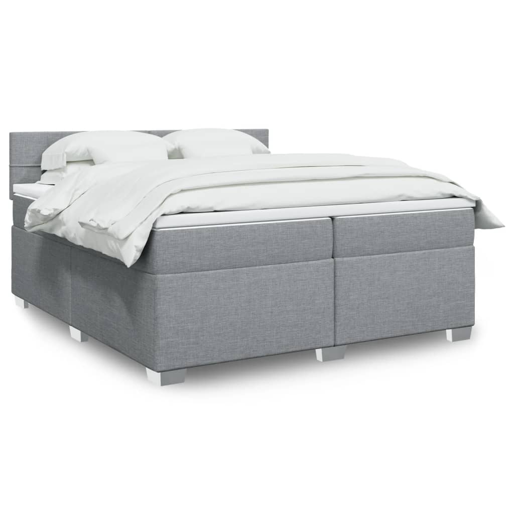 Box Spring Postel S Matrací Textil Světle Šedá