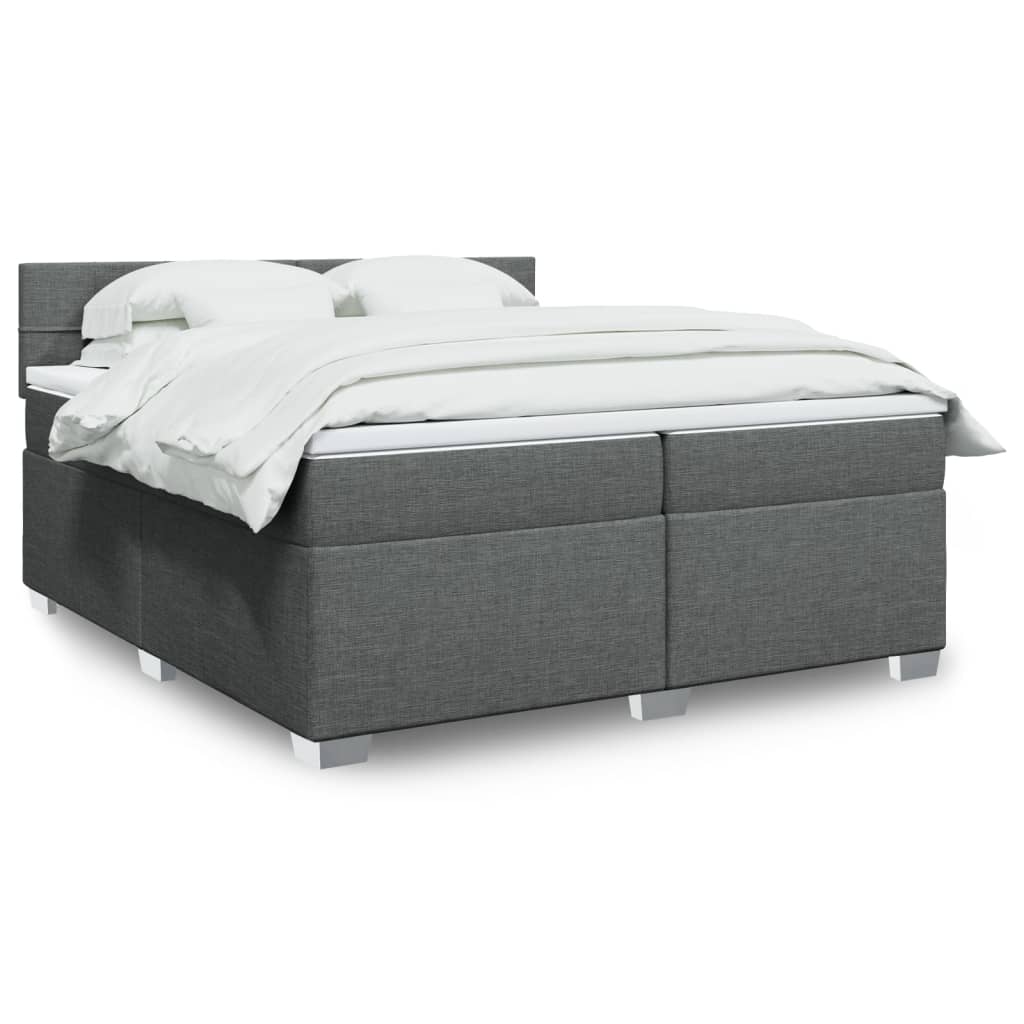Box Spring Postel S Matrací Textil Tmavě Šedá