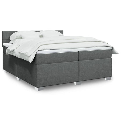 Box Spring Postel S Matrací Textil Tmavě Šedá