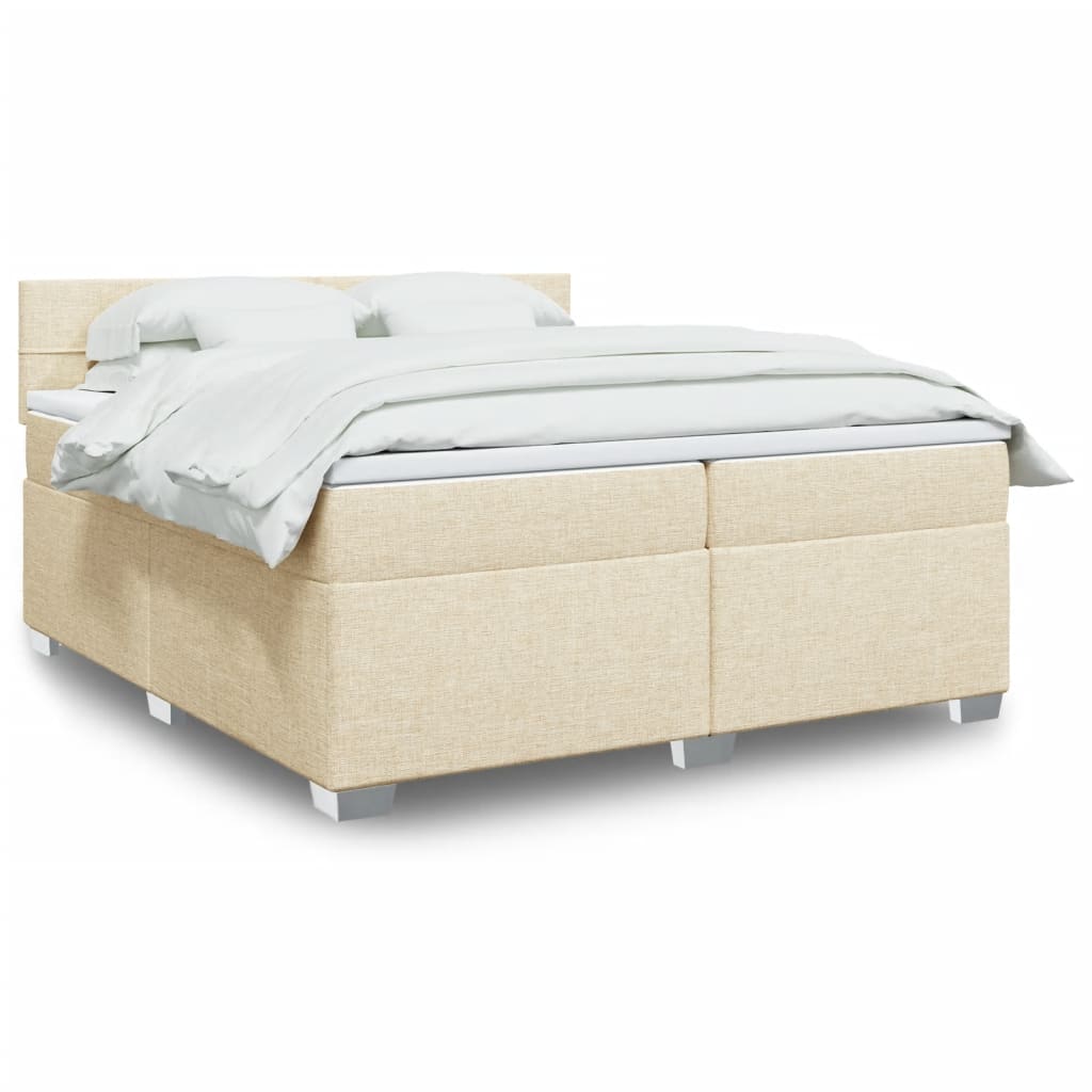 Box Spring Postel S Matrací Textil Krémová