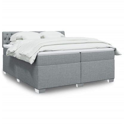 Box Spring Postel S Matrací Textil Světle Šedá