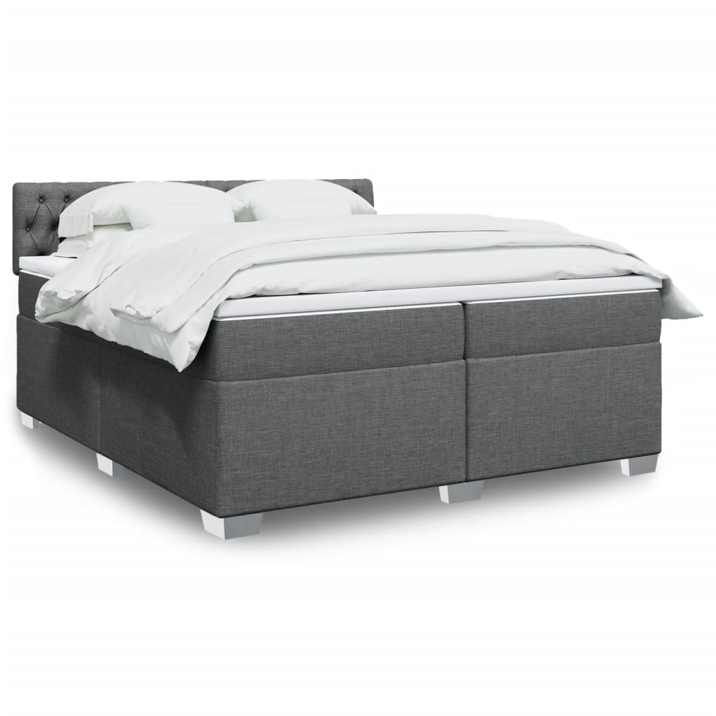 Box Spring Postel S Matrací Textil Tmavě Šedá