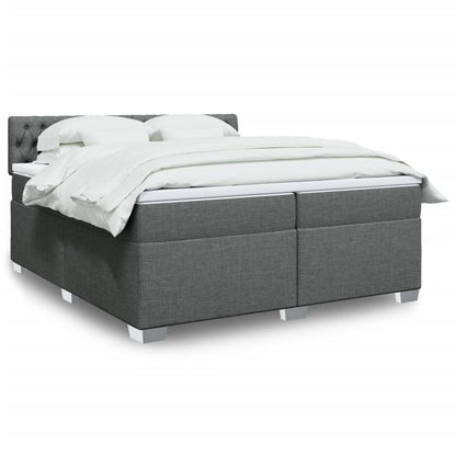 Box Spring Postel S Matrací Textil Tmavě Šedá