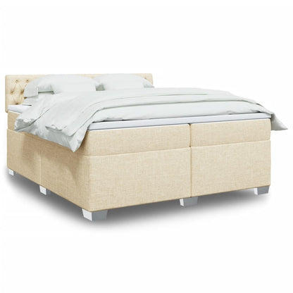 Box Spring Postel S Matrací Textil Krémová