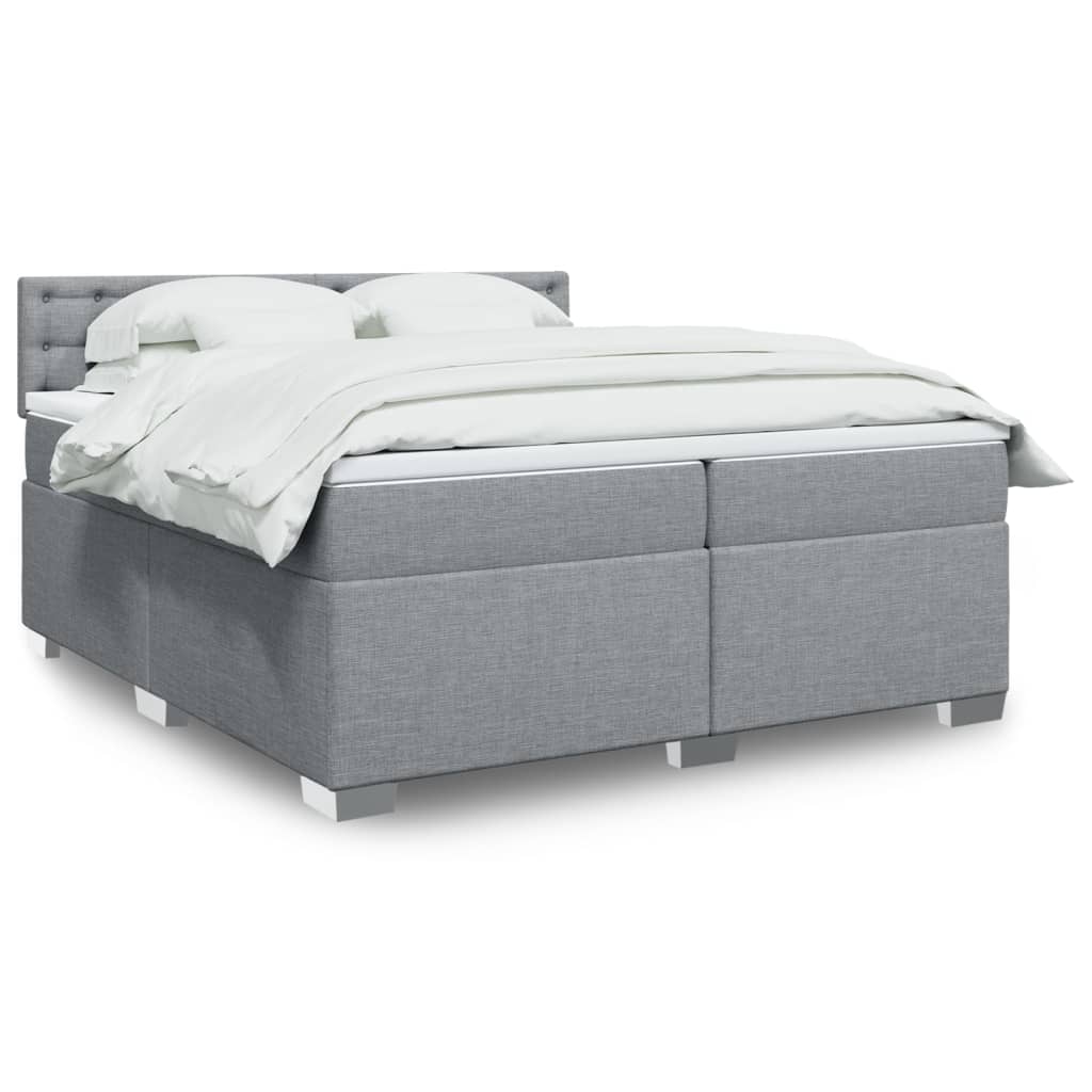 Box Spring Postel S Matrací Textil Světle Šedá