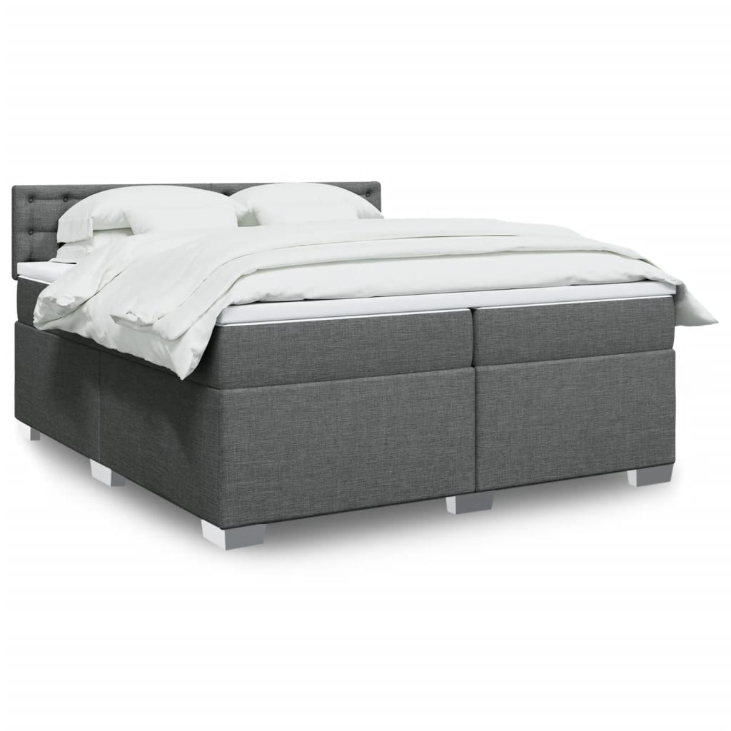 Box Spring Postel S Matrací Textil Tmavě Šedá