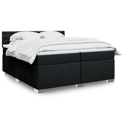 Box Spring Postel S Matrací Černá Textil Černá