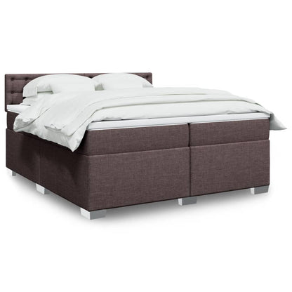 Box Spring Postel S Matrací Textil Tmavě Hnědá
