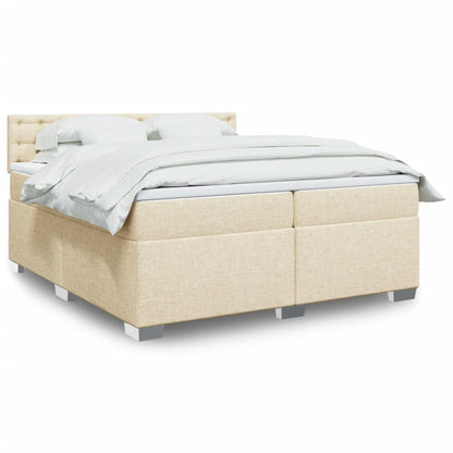 Box Spring Postel S Matrací Textil Krémová