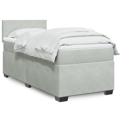 Box Spring Postel S Matrací Samet Světle Šedá