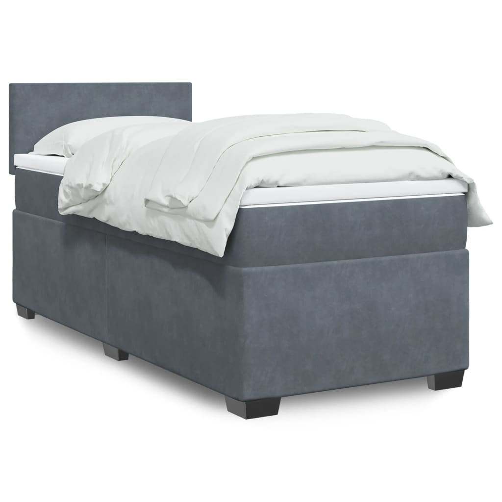 Box Spring Postel S Matrací Samet Tmavě Šedá