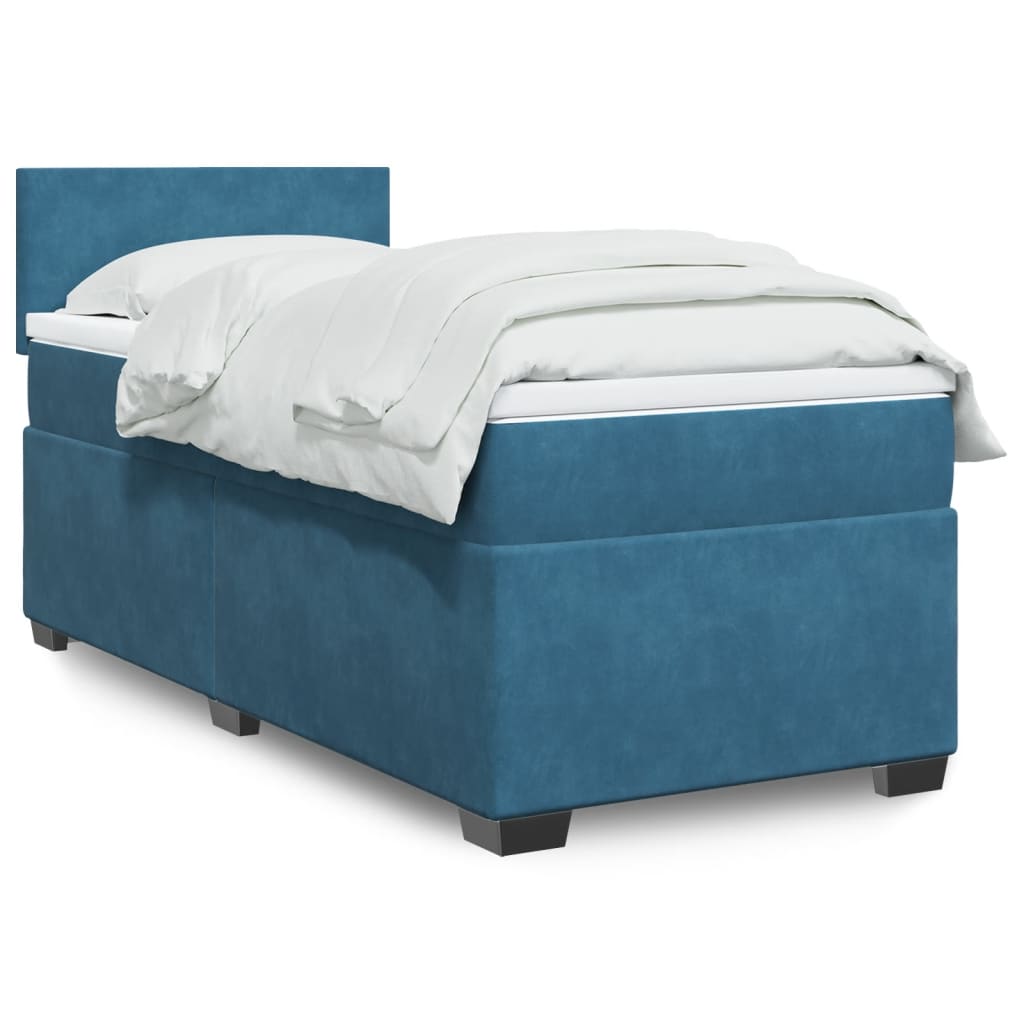 Box Spring Postel S Matrací Tmavě Samet Modrá