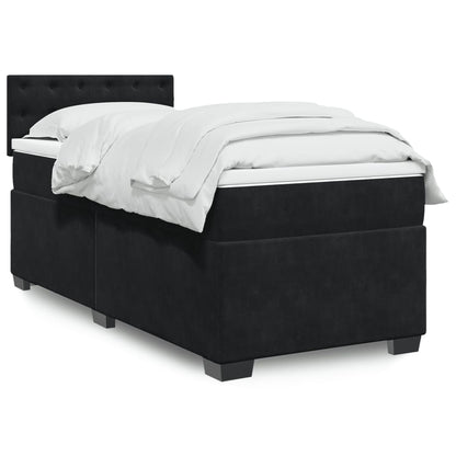 Box Spring Postel S Matrací Černá Samet Černá