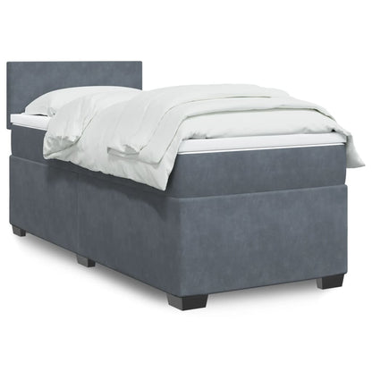 Box Spring Postel S Matrací Samet Tmavě Šedá