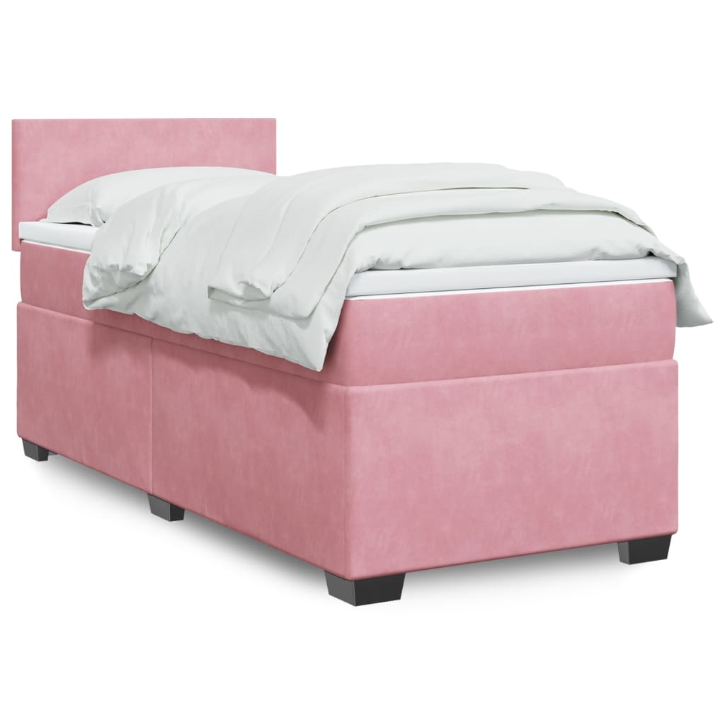 Box Spring Postel S Matrací Samet Růžová