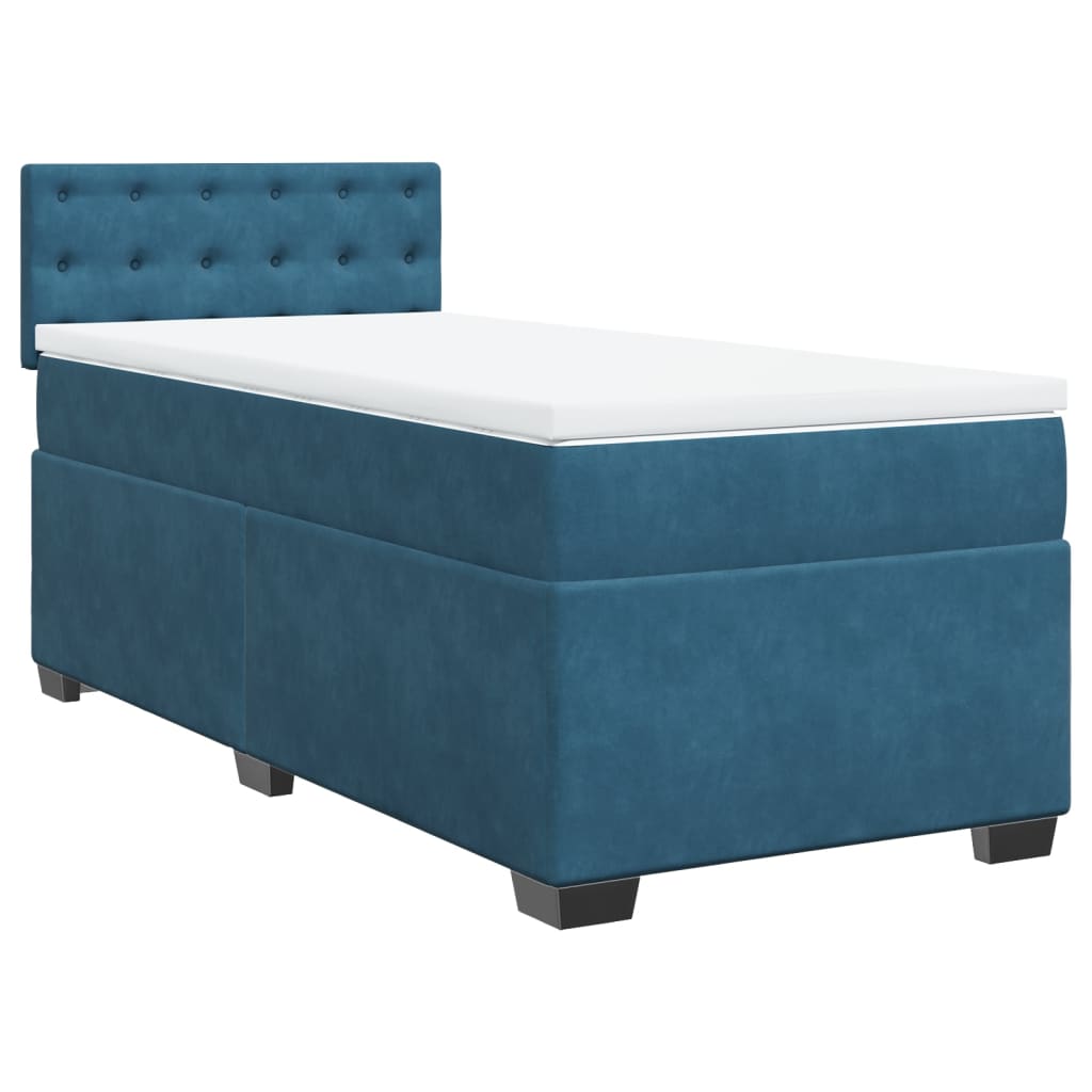 Box Spring Postel S Matrací Tmavě Samet Modrá