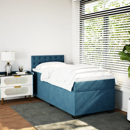 Box Spring Postel S Matrací Tmavě Samet Modrá